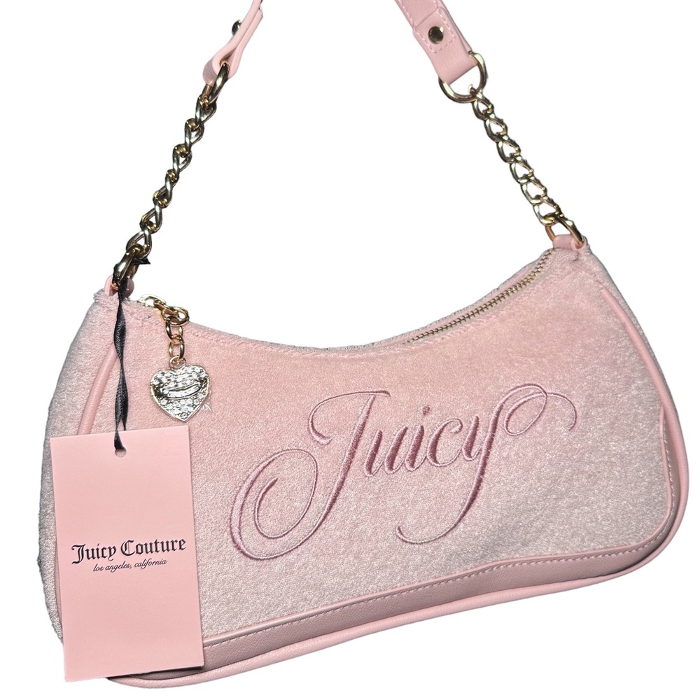 💗 Juicy Couture 💗 Raising Star Shoulder Bag Pink Diamond Velour - Picture 2 of 5